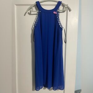Royal Blue Dress with Lace Detail